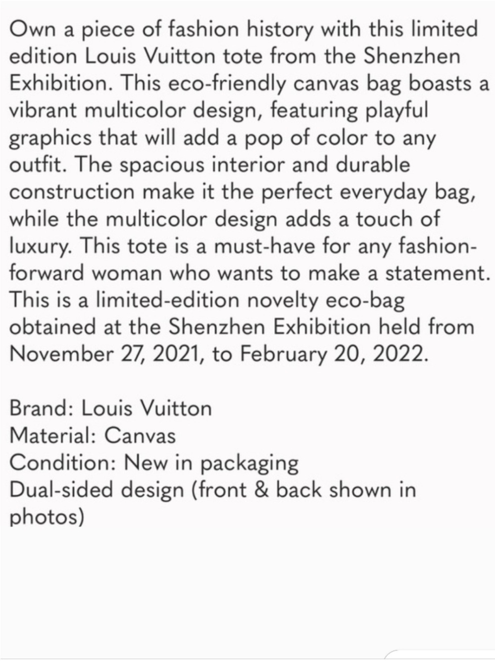 Louis Vuitton Limited Edition Canvas Eco Tote Bag NIP - Picture 5 of 11